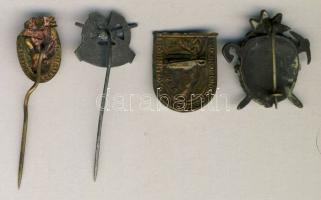 4db különböző vadász-lövész kitűző,kettő zománcozott T:2 / 4 different hunter badges, two enamelled