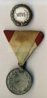 1930. MOVE ffém díjérem szalaggal + "MOVE Becsülettel a Hazáért zománcozott kitűző (letört a csat, zománc sérült kicsit) T:2