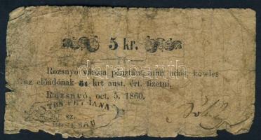 1860. Rozsnyó 5kr T:V