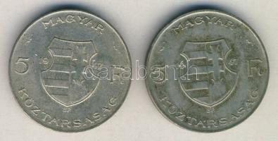 1947. 5Ft Ag (2x) "Kossuth" T:3