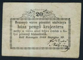 Rozsnyó 1849. 20kr T:III+