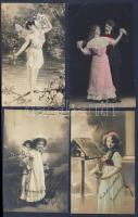 Hölgyek, párok, gyerekek 10 db képeslap az 1910-es évekből