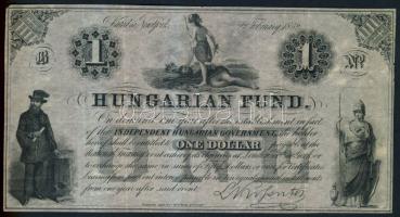 Emigrációs Kossuth-bankó 1852.Február 2. 1$ "B3" próbanyomat sorszám nélkül! T:III