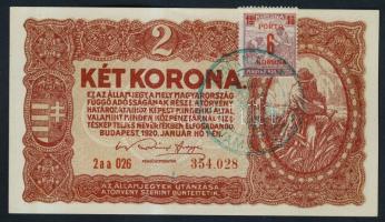 1920. 2K megszállási bélyeggel, hamis román ellenbélyegzővel T:I