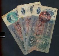 1915. 10K (3x) különféle bélyegzőkkel,(román, piros "Magyarország"...) T:III,IV