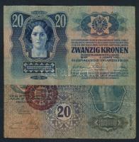 1913. 20K I. és II.kiadás "Magyarország" piros körbélyegzővel és román körbélyegzővel T:III-,IV