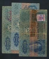 1913. 20K I. kiadás (3x) mindhárom különböző bélyegzővel és (hamis)bélyeggel T:III+,III,IV-