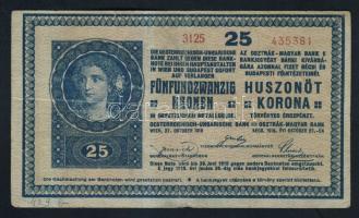 1918. 25K "3000" feletti sorozatszámmal, hullámos hátlappal! T:III