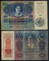 1914. 50K (2x) függőleges "Deutschösterreich" felülbélyegzéssel és román körbélyegzővel T:III-(