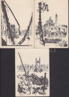 Budapest romokban - a háború pusztítása 7 db grafikai képeslapon