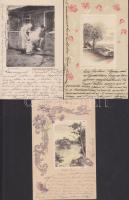 10 db vegyes régi, jó motívumlap, közte dombornyomott lithok is / 10 mixed topic cards