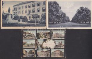 13 db háború előtti magyar városképes lap / 13 Hungarian town-view cards