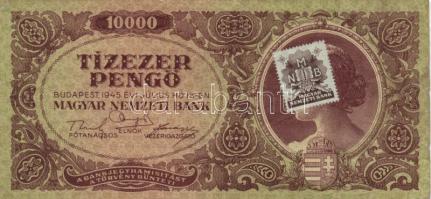 1945. 10000P (3x) barna színű bélyeggel T:II-,III