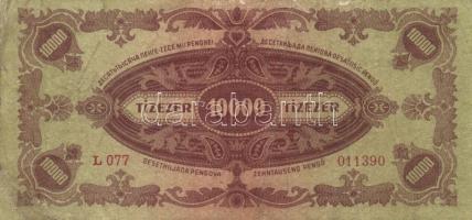 1945. 10000P (3x) barna színű bélyeggel T:II-,III