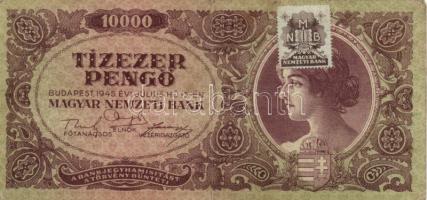 1945. 10000P (3x) barna színű bélyeggel T:II-,III