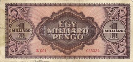 1946. 1.000.000.000P (2x) eltérő színárnyalattal, egyiken "Pénztörténeti Kiállítás" felülb...