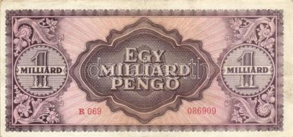 1946. 1.000.000.000P (2x) eltérő színárnyalattal, egyiken "Pénztörténeti Kiállítás" felülb...
