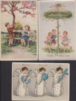 65 db jobb modern Üdvözlőlap jópár háború előttivel, lithokkal/ 65 Greeting cards