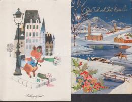 65 db jobb modern Üdvözlőlap jópár háború előttivel, lithokkal/ 65 Greeting cards