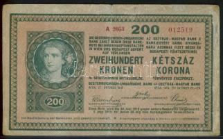1918. 200K "A2053" hullámos hátlap T:III(hátlapon ragasztás)