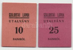 Szalontai Lapok utalvány 10 + 25 baniról T:I