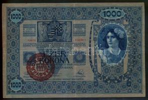 1902. 1000K "Magyarország" piros körlebélyegzéssel T:III-(kis szakadás)