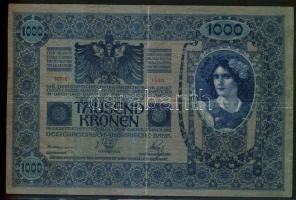 1902. 1000K "Magyarország" piros körlebélyegzéssel T:III-(kis szakadás)