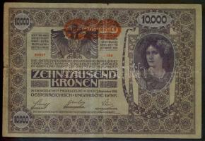 Osztrák-Magyar Bank 1918. 10000K II. Kiadás, piros "Deutschösterreich" felülnyomással T:IV+