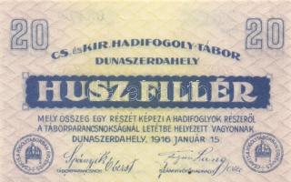 Dunaszerdahely/hadifogolytábor 1916. január 15. 20f T:I