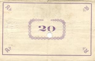 Pápa 1919. "Pápai csekk" 10K + 20K + 50K lyukasztással érvénytelenítve T:II-,III