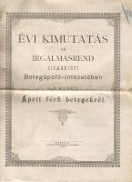 1899 Évi kimutatás az Irgalmasrend kismartoni intézetében ápolt férfi betegekről; Dick Ede nyomdája