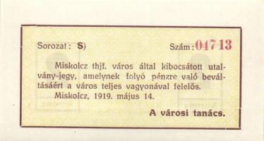 Miskolcz 1919. május 14. 1K + 2K utalvány T:I,III