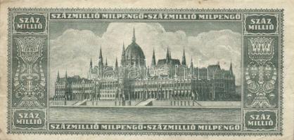 1946. 100.000.000MP (3x) eltérő színárnyalattal és "Pénztörténeti Kiállítás" felülbélyegzé...