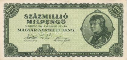 1946. 100.000.000MP (3x) eltérő színárnyalattal és "Pénztörténeti Kiállítás" felülbélyegzé...