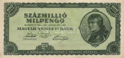 1946. 100.000.000MP (3x) eltérő színárnyalattal és "Pénztörténeti Kiállítás" felülbélyegzé...