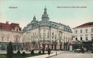 Kolozsvár Mátyás square with Palace New York and the shops of Emil Schuster and Dezső Tauffer