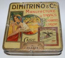 ~1920 "Dimitrino & Co." nagyméretű fém szivarosdoboz 15x15 cm