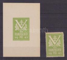 1943 Tary Antal tervezte Buék Rampacher Pál kisív + bélyeg (ritka!)