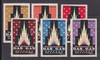 1914 Das Gas kiállítás München levélzárója 6 db