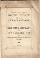 1902 A pozsonyi izr. hitközség nőegyletének zárszámadása, német-magyar; Alkalay Adolf és fia nyomdája