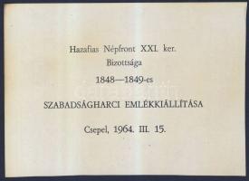 1849. 10Ft "Kincstári utalvány" 1964-es utánnyomata "Hazafias Népfront XXI. ker. Bizo...