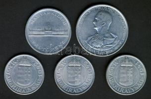1941-43. 2P (3x) + 1943. 5P "Horthy balra" Alu + 1945. 5P Alu T:2,2- ph