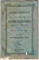 1902 A Jessode-Thoras-Emes társaság éves jelentése német nyelven; Mattersdorf/Nagymarton Josef H. Kohn nyomdája (sérült)