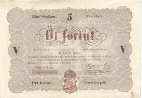 1848. 5Ft "Kossuth bankó" barna T:restaurált (hajtatlan)