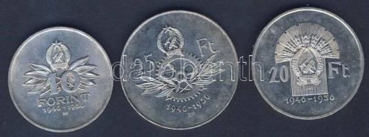 1956. 10Ft + 20Ft + 25Ft Ag "10 éves a Forint" sor T:2