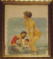 Jelzés nélkül: Fürdözők: olaj-vászon, keretben 32x40 cm