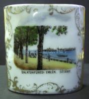 Balatonfüredi emlék - Sétány feliratú csehszlovák porcelán szalvétatartó / Chinaware napkin holder 6 cm