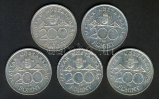 1992. 200Ft Ag "MNB" (5x) T:2+,2 kis ph.