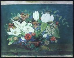 Szabó J. 1989: Virág-csendélet, olaj-vászon, keret nélkül, 50x40 cm