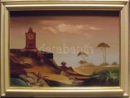 Árkossy István (1943): Tér és idő, olaj-farost, jelzett, keretben 65x85 cm